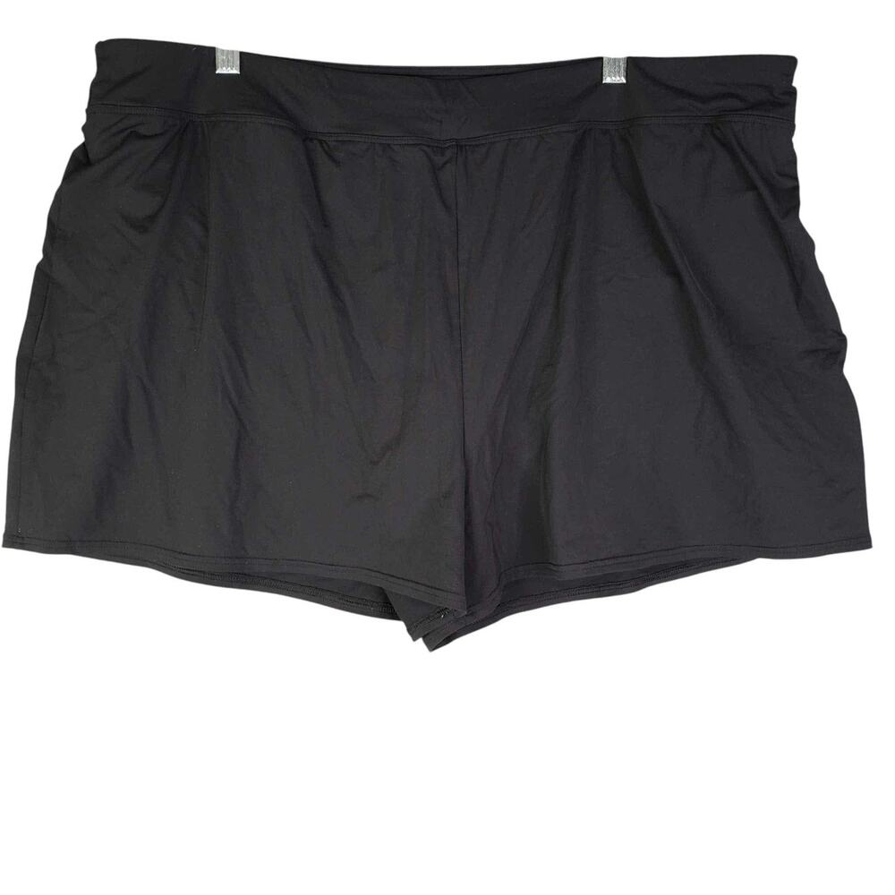 Lands End Swim Shorts Women's Plus Size 22 W Solid Black Lined Pockets Pull On